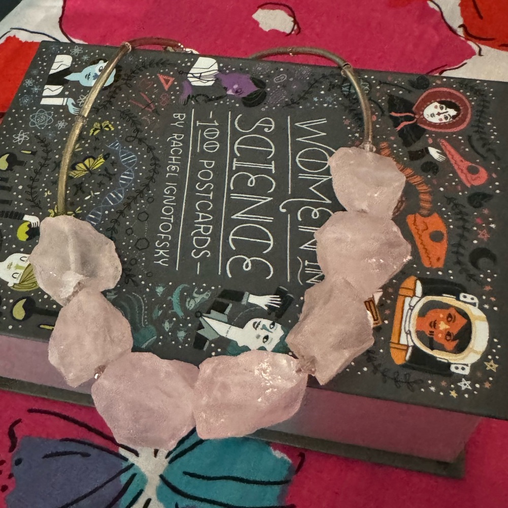 Raw chunks of rose quartz necklace. Such a beautiful piece